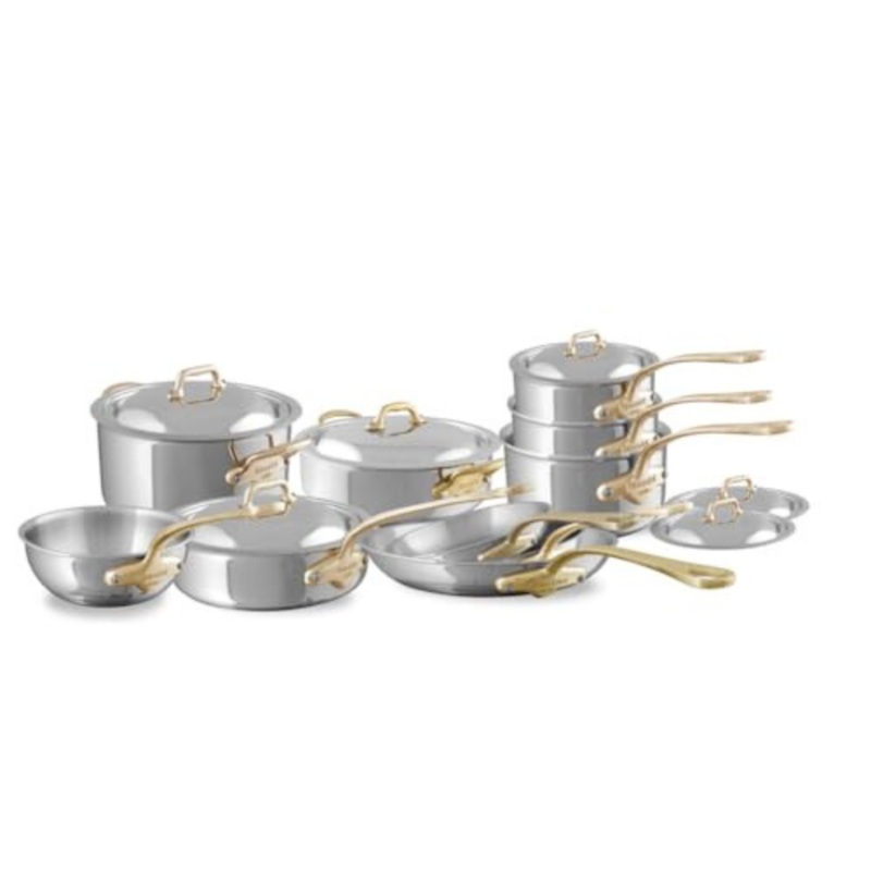 Mauviel M’COOK B 5-Ply 16-Piece Cookware Set With Brass Handles