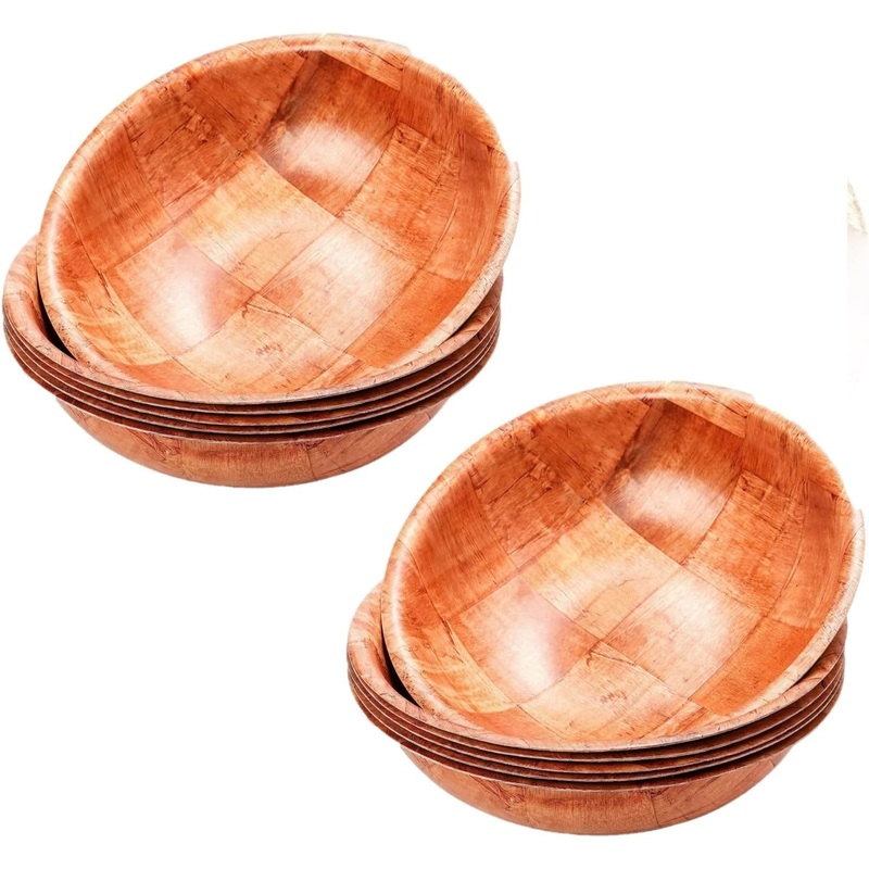 Round Keyaki Wood Woven Salad Bowl Set of 12- Salad Bowls Set Wood Serving Bowl Fruit Bowl Wooden Salad Bowl Serving Bowl Perfect for Salad Vegetables Fruit Salad