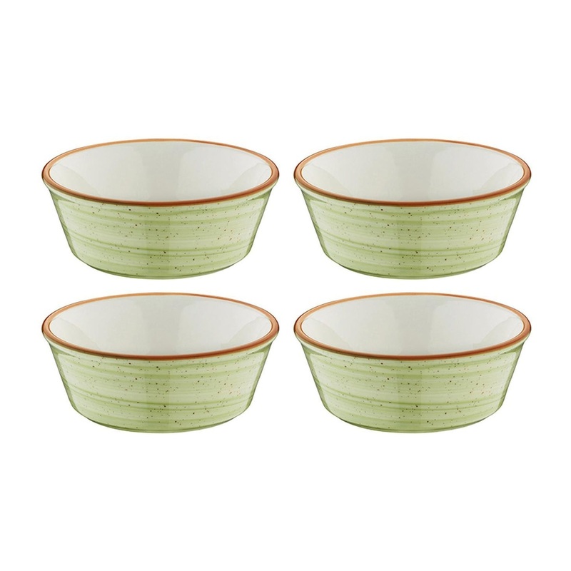 Therapy dia.4.75″ h:1.75″ 10 oz. Round Green Porcelain Bowl (Set of 4)