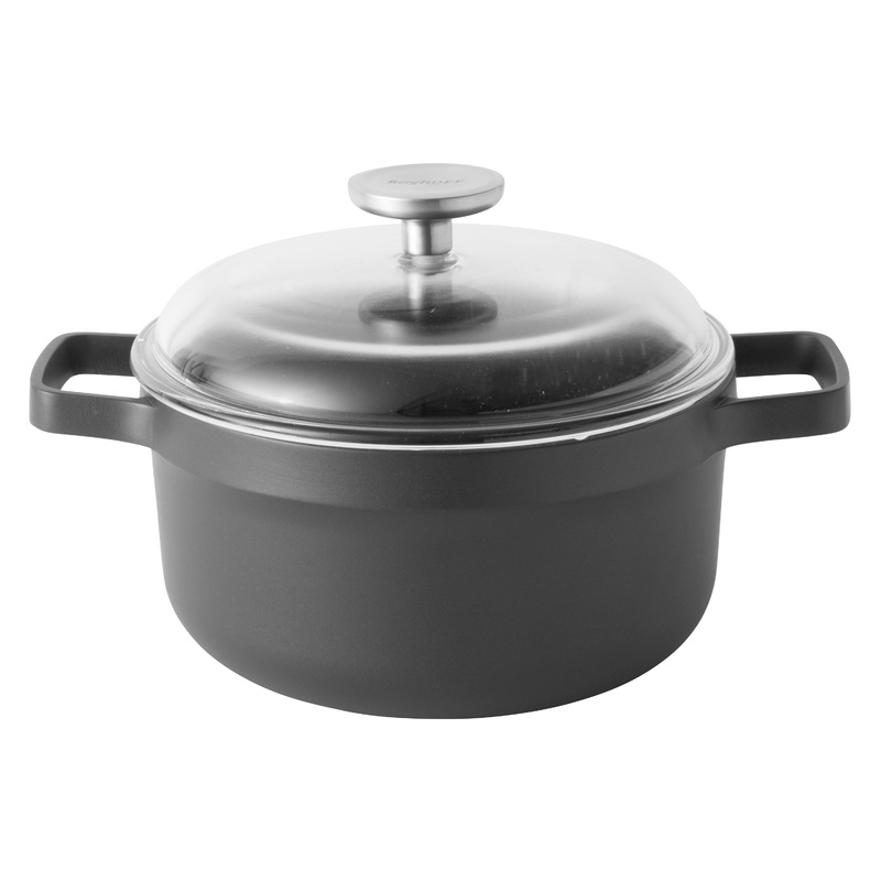BergHOFF GEM 8″ Non-stick Stockpot 3Qt., Black, Glass Lid