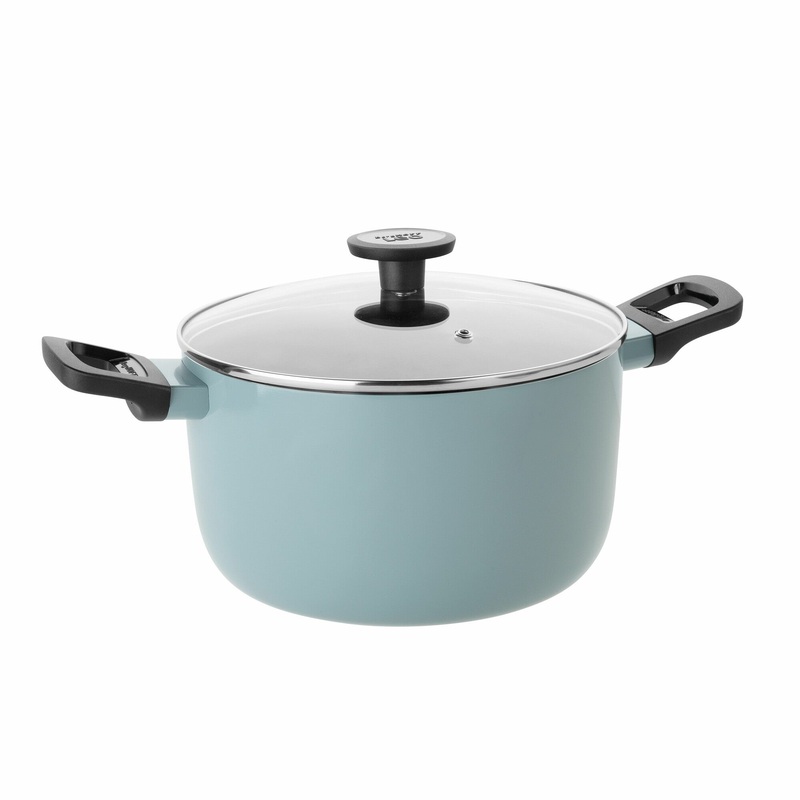 BergHOFF Slate Non-stick Aluminum Stockpot 9.5″, 5.9qt. With Glass Lid