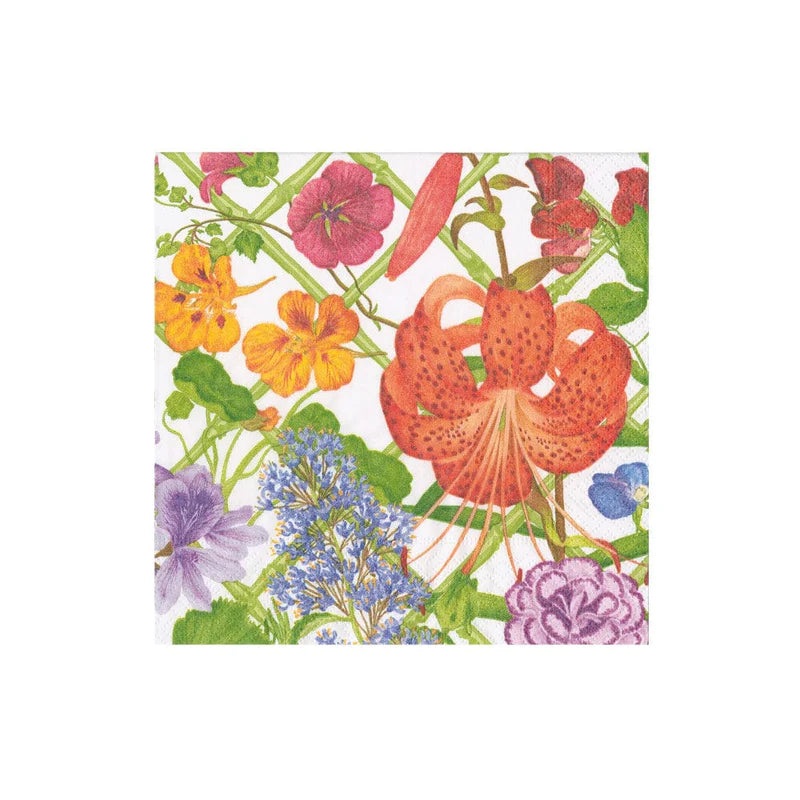 Caspari Floral Trellis Cocktail Napkins – 20 Per Package