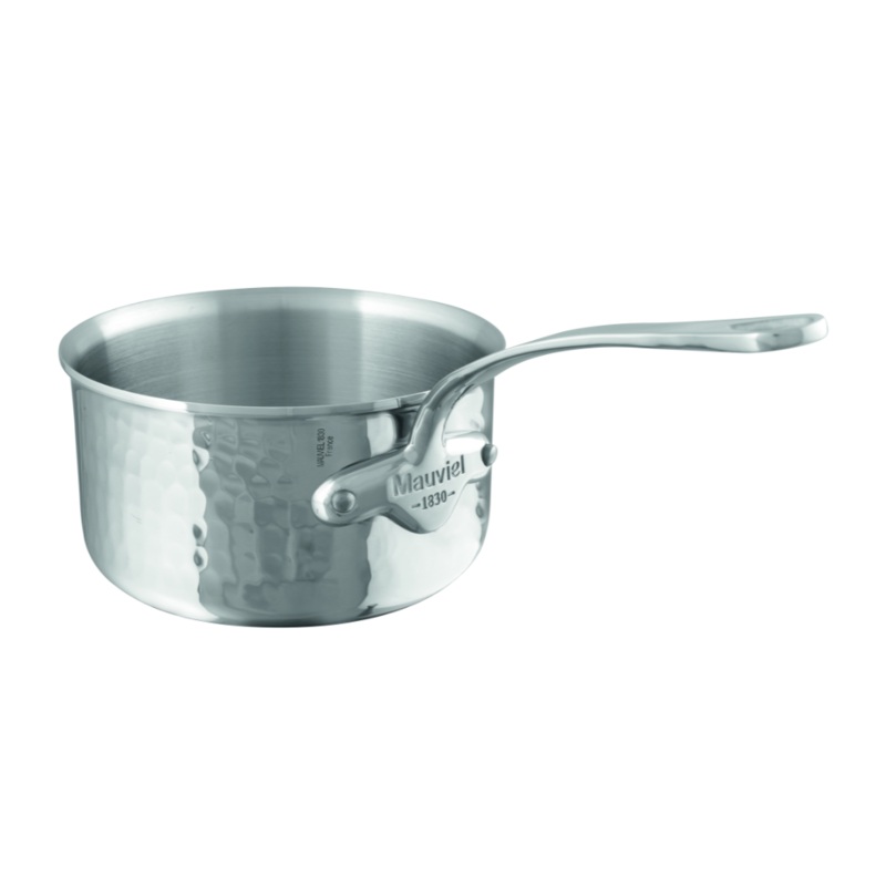 Mauviel M’ELITE Hammered Sauce Pan With Cast Stainless Steel Handle, 1.2-Qt