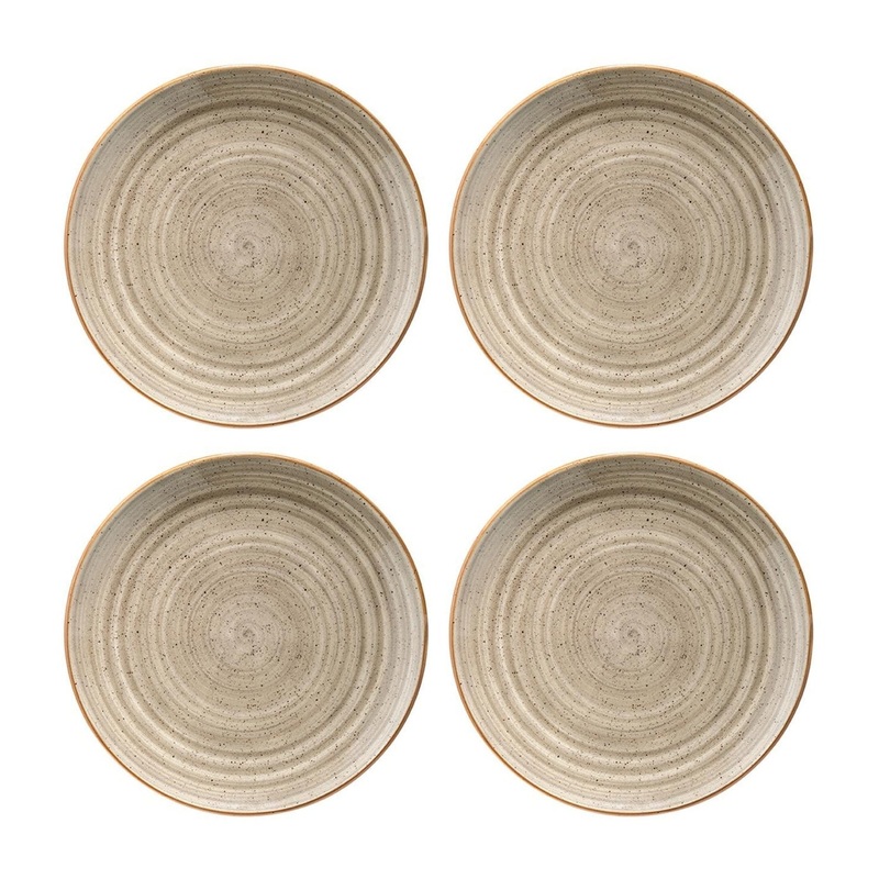 Terrain dia.12″ Round Brown Porcelain Plate (Set of 4)