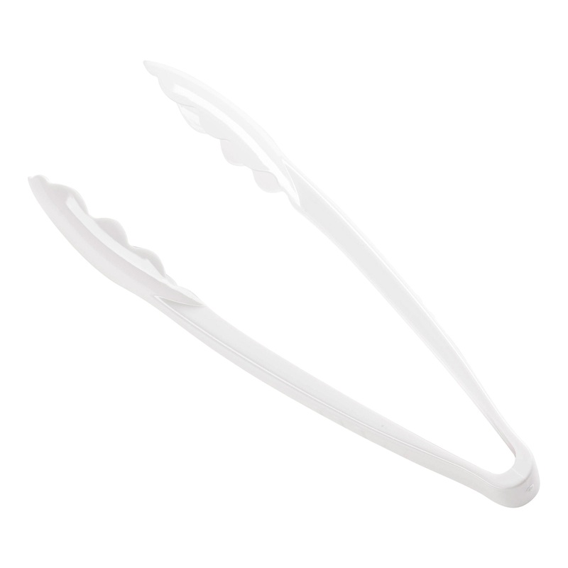 9″ White Disposable Plastic Serving Tongs