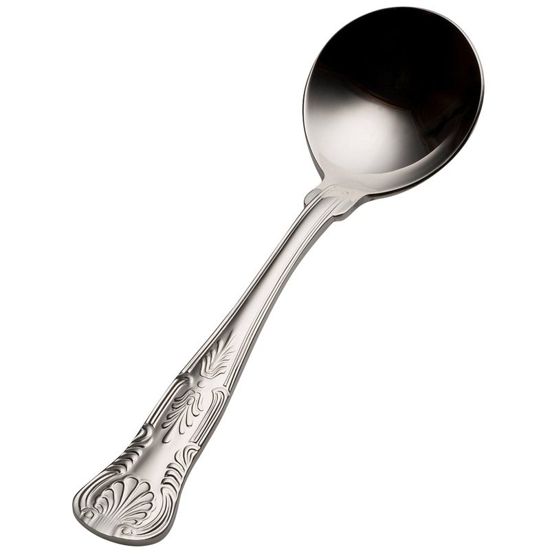 Bon Chef S2701 Kings 6 1/4″ 18/10 Stainless Steel Bouillon Spoon – 12/Pack