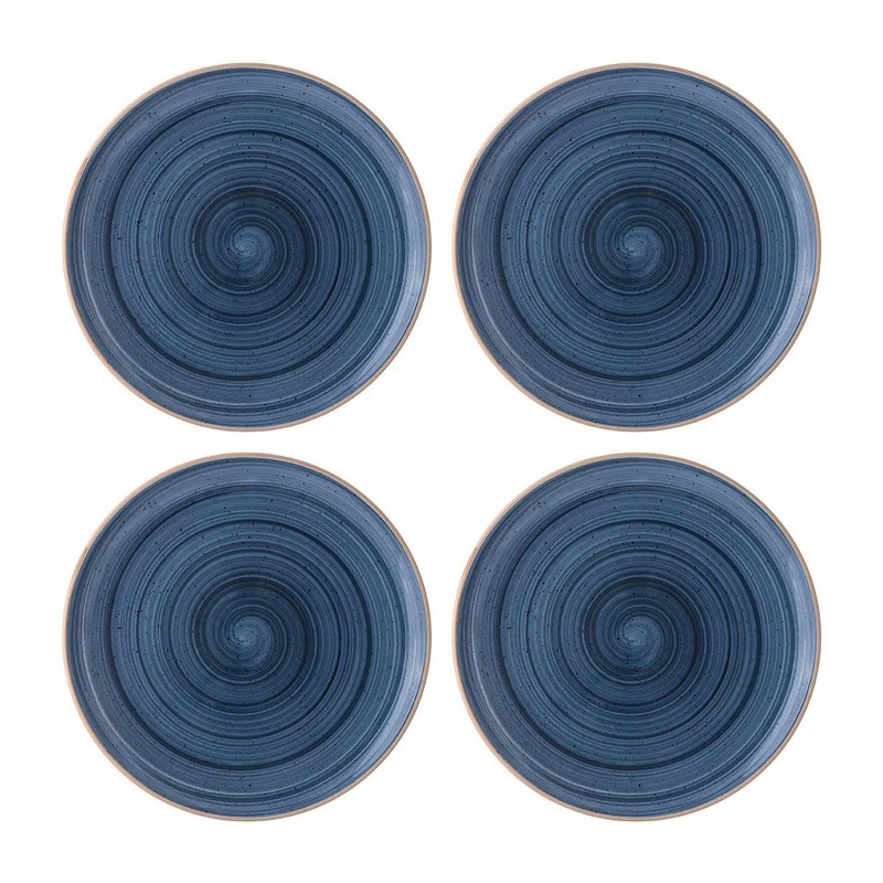 Dusk dia.7.5″ Round Blue Porcelain Plate (Set of 4)