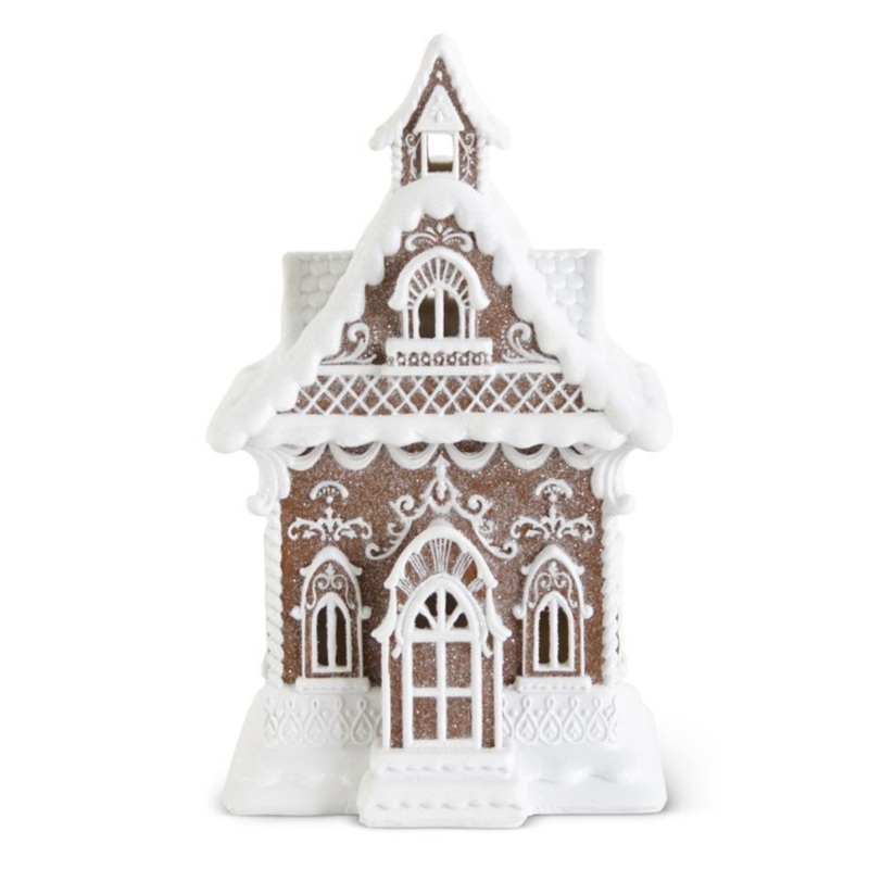 Resin Glittered LED Gingerbread 13.75″  Brown