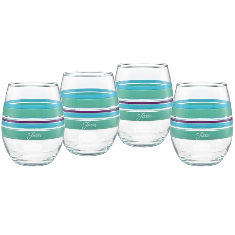 15 oz. Fiesta Farmhouse Chic Stripes Stemless Wine  Set of 4