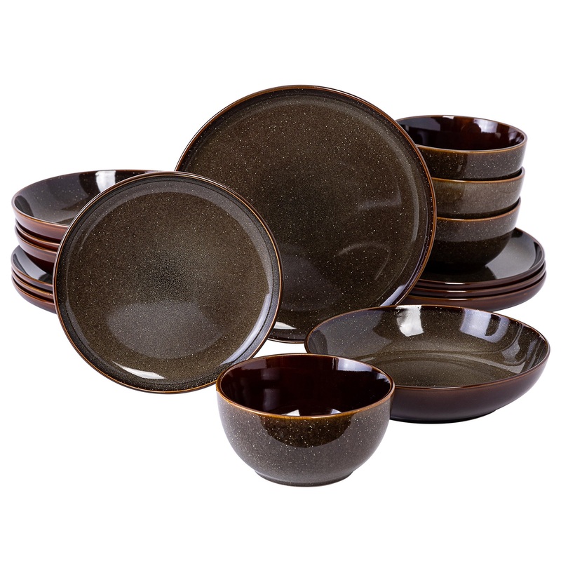 Gibson Elite Edwina 16-Piece Double Bowl Stoneware Dinnerware Set