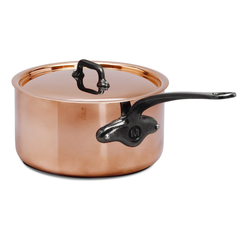 Mauviel M’Heritage M’200 CI Sauce Pan With Lid, Cast Iron Handle, 3.3-Qt