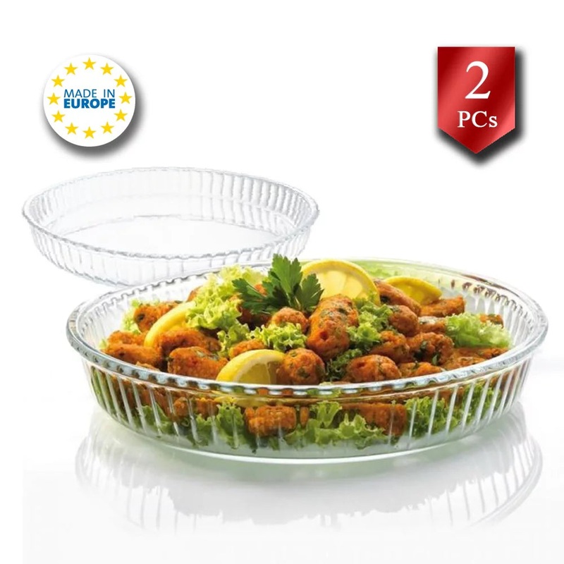 Pasabahce Glass Baking Dishes for Owen, Clear Glass Cookware Set of 2