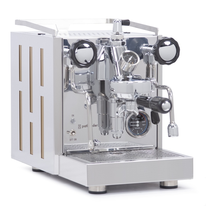 Pathfinder Heat Exchanger Espresso Machine with Flow Control – Gold Panels