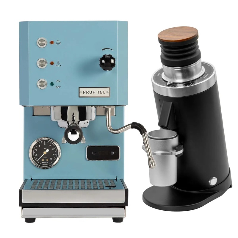 Profitec Go (Blue) Espresso Machine & DF64 Gen 2 Grinder w/ DLC Burrs (Black) Bundle