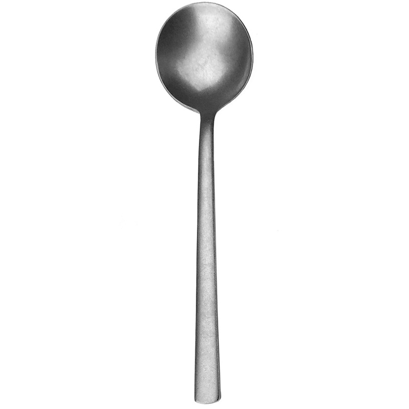 Walco 1212FS Erik 6 1/8″ 18/10 Fieldstone Finish Stainless Steel Extra Heavy Weight Bouillon Spoon – 12/Pack