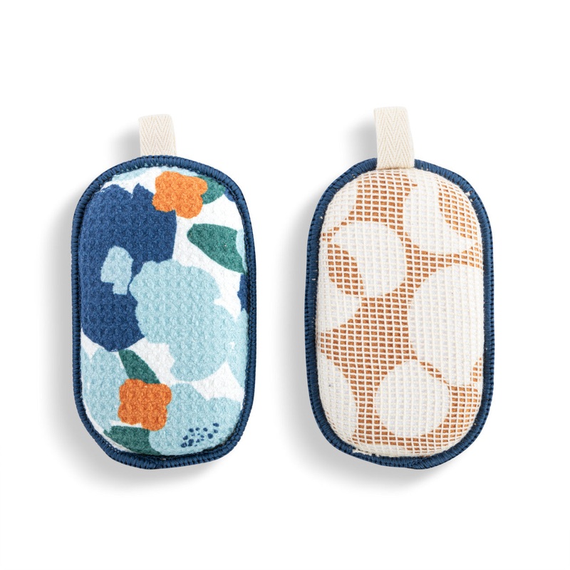 Blue Orange Poppy Absorbent Reversible Sponges Set of 2