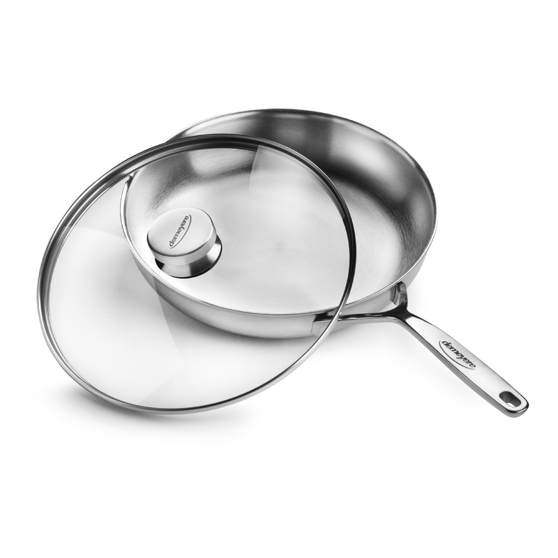 Demeyere 5-Plus 11″ Stainless Steel Fry Pan with Glass Lid