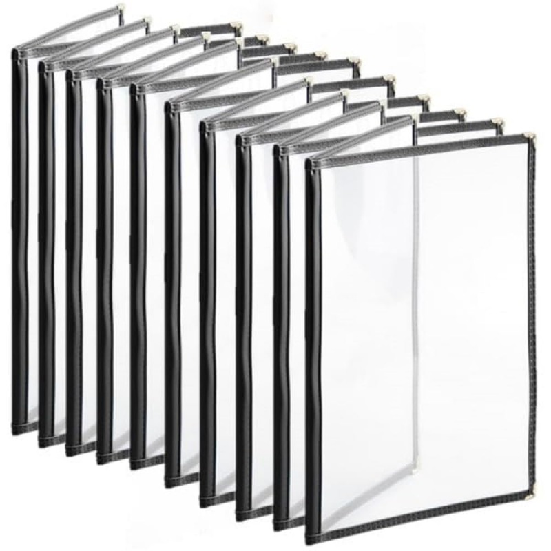 8-1/2 x 11 Double Fold Restaurant Menu Covers 2 Page 4 View Set of 10- Crystal Clear Menu Covers Fits A4 Size Paper Menu Sleeve Folder Menu Book Holders for Bar Cafe Restaurant