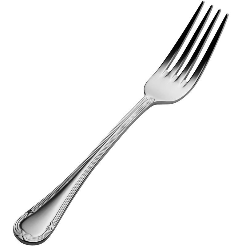 Bon Chef S805 Florence 7 5/8″ 18/10 Stainless Steel Dinner Fork – 12/Pack