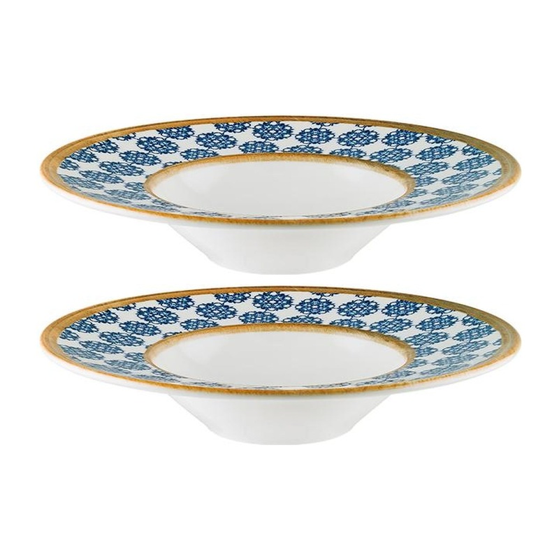Calif dia.11″ h:2.5″ 14 oz. Round Decorated Porcelain Bowl (Set of 2)