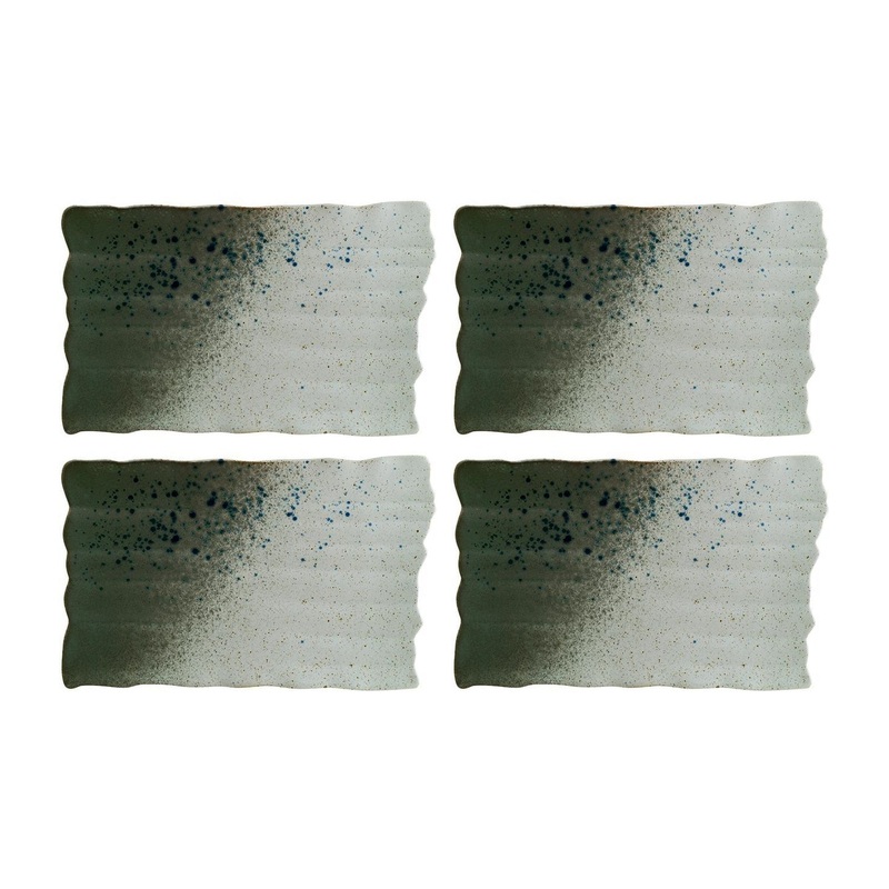 Gaia 11″ x 7.25″ Rectangular Decorated Porcelain Plate (Set of 4)