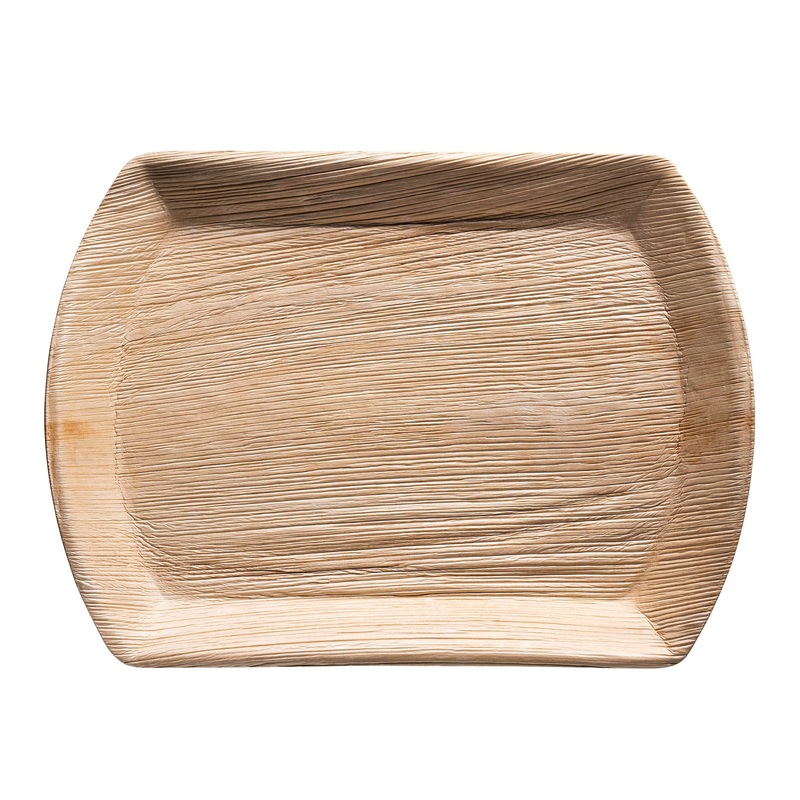 13″ x 9″ Rectangular Natural Palm Leaf Eco-Friendly Disposable Trays