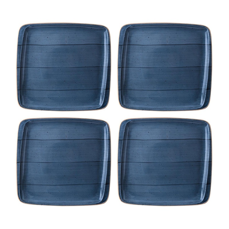 Dusk 6.25″ x 5.75″ Square Blue Porcelain Plate (Set of 4)