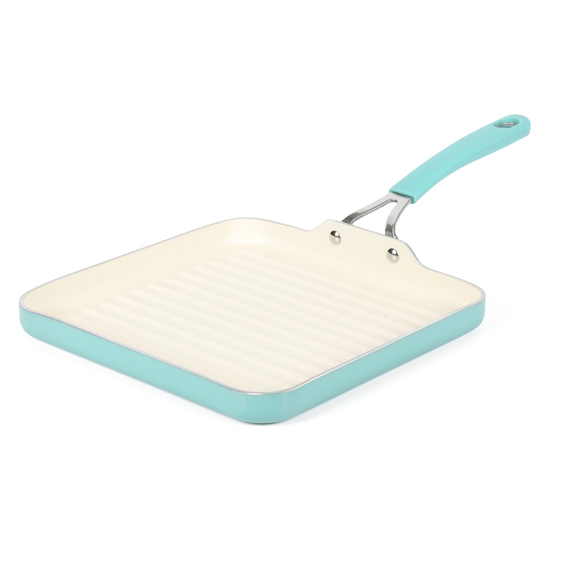 Martha Stewart Everyday Charlemont 10-Inch Teal Aluminum Square Griddle