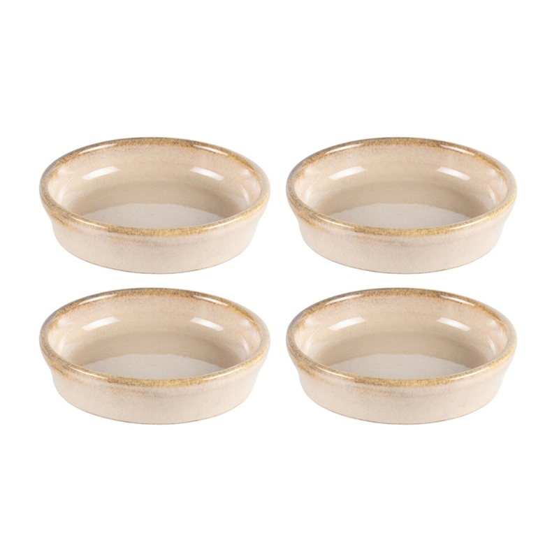 Sand dia.4″ h:1″ 1 oz. Round Beige Porcelain Bowl (Set of 4)