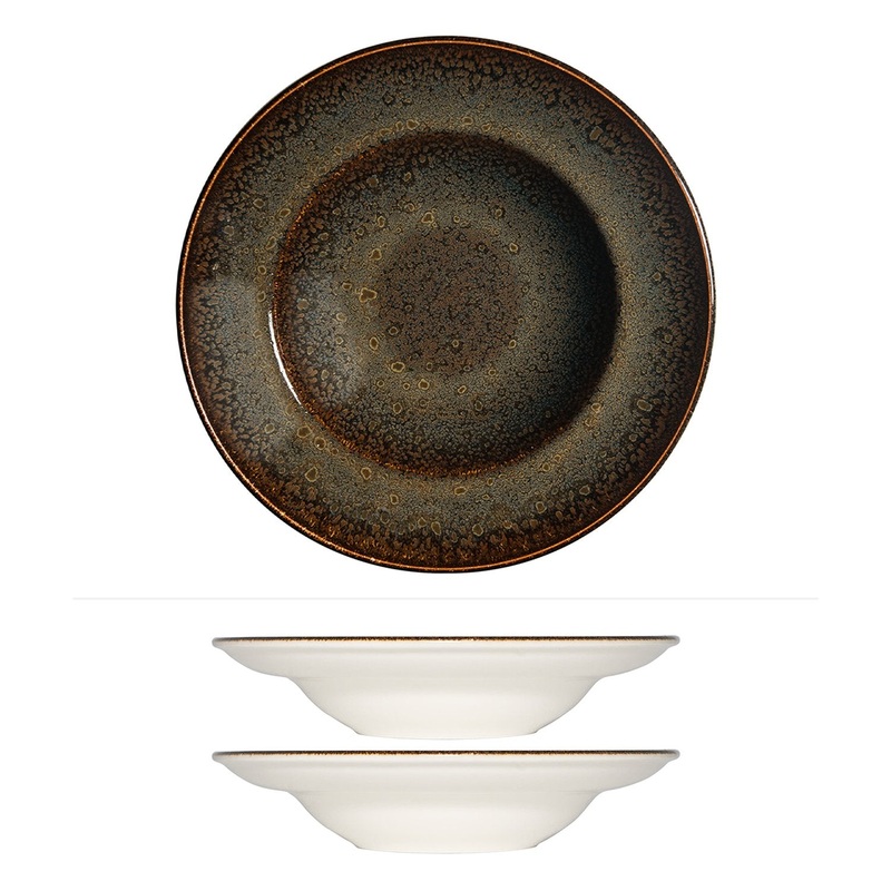 Tierra dia.10.75″ h:2.25″ 16 oz. Round Brown Porcelain Bowl (Set of 2)