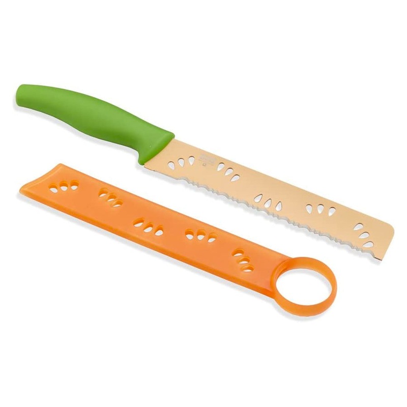 Kuhn Rikon Melon Knife For Cantaloupe, Watermelon, and Fruit, 8-Inch, Orange
