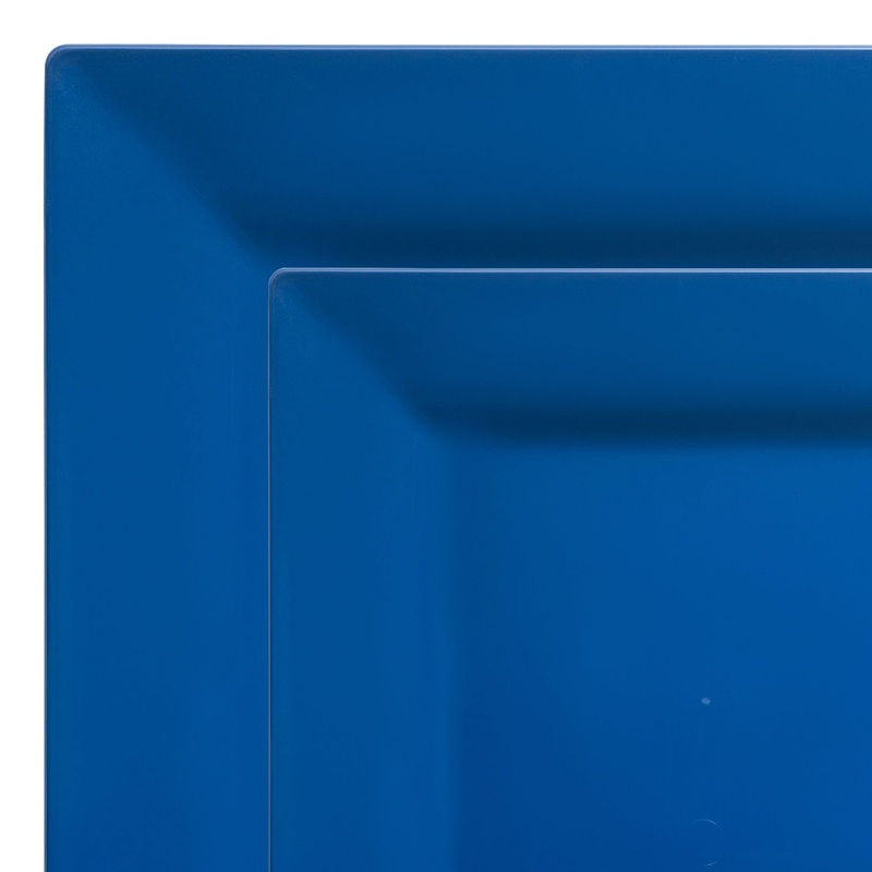 Midnight Blue Square Plastic Dinnerware Value Set