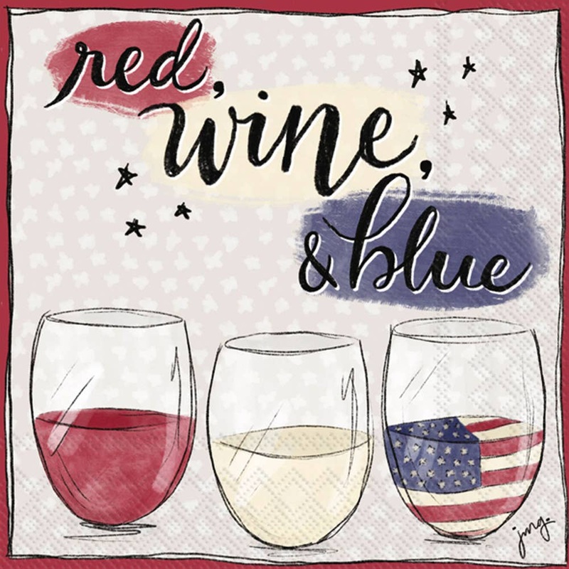 Red Wine & Blue 4th of July Cocktail Napkins Pack/20