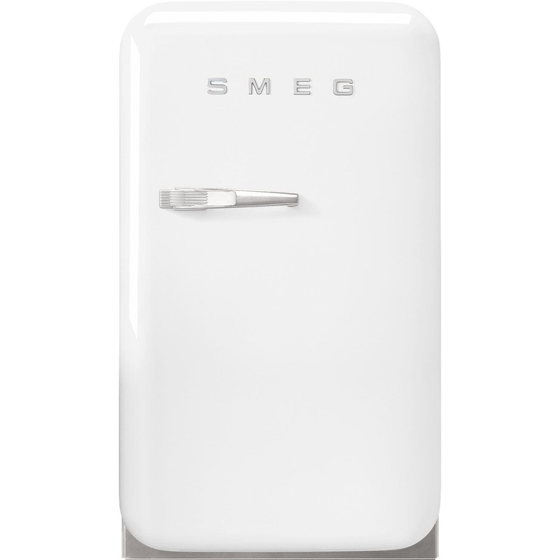Smeg 50’s Retro Style Aesthetic Freestanding White Mini Cooler Right Hand Hinge with 1.34 Cu Ft Capacity , 15-Inches