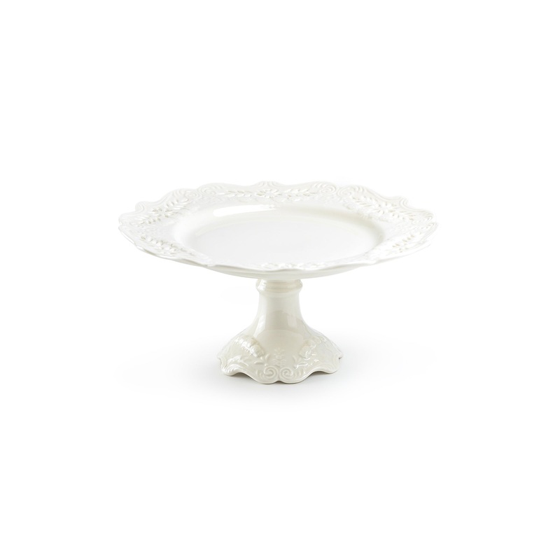 White Victorian Fine Porcelain 10″ Cake Stand