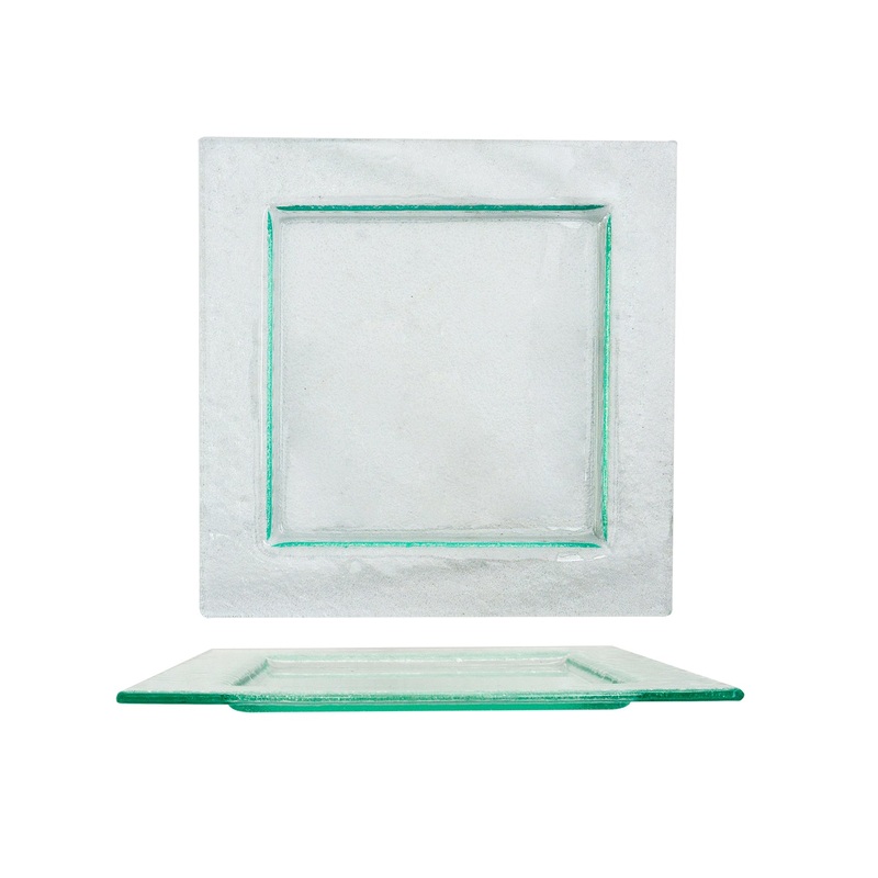 Glass Dinnerware 17.75″ x 17.75″ x h:0.5″ Square Clear Glass Platter