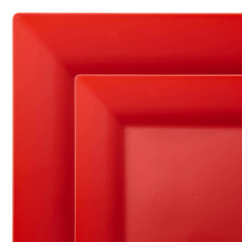Red Square Plastic Plates Dinnerware Value Set