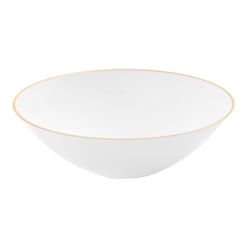White with Gold Rim Organic Round Disposable Plastic Dessert Bowls (6 oz.)