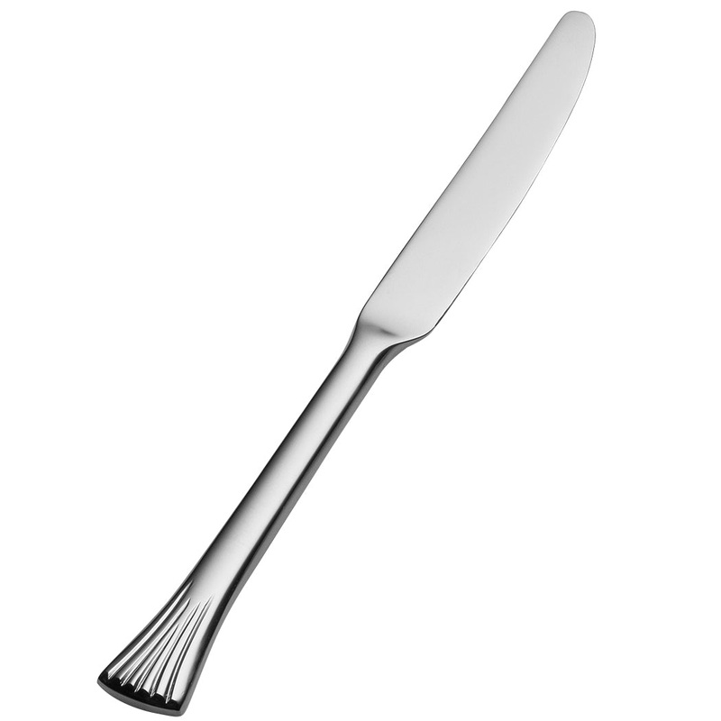 Bon Chef S2817 Mimosa 6 7/8″ 13/0 Stainless Steel Extra Heavy Weight European Solid Handle Butter Knife – 12/Pack