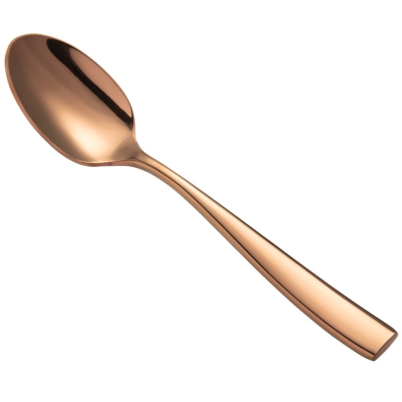 Bon Chef S3003RG Manhattan 7 3/4″ 18/10 Extra Heavy Weight Rose Gold Stainless Steel Soup / Dessert Spoon – 12/Pack