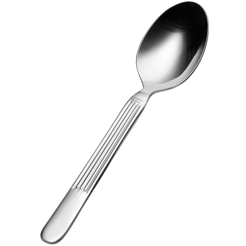 Bon Chef SBS3603 Apollo 7 1/2″ 18/0 Extra Heavy Weight Bonsteel Soup / Dessert Spoon – 12/Pack