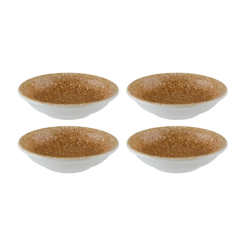 Luca Salmon Matte dia.3.5″ h:1″ 2 oz. Round Brown Porcelain Bowl (Set of 4)