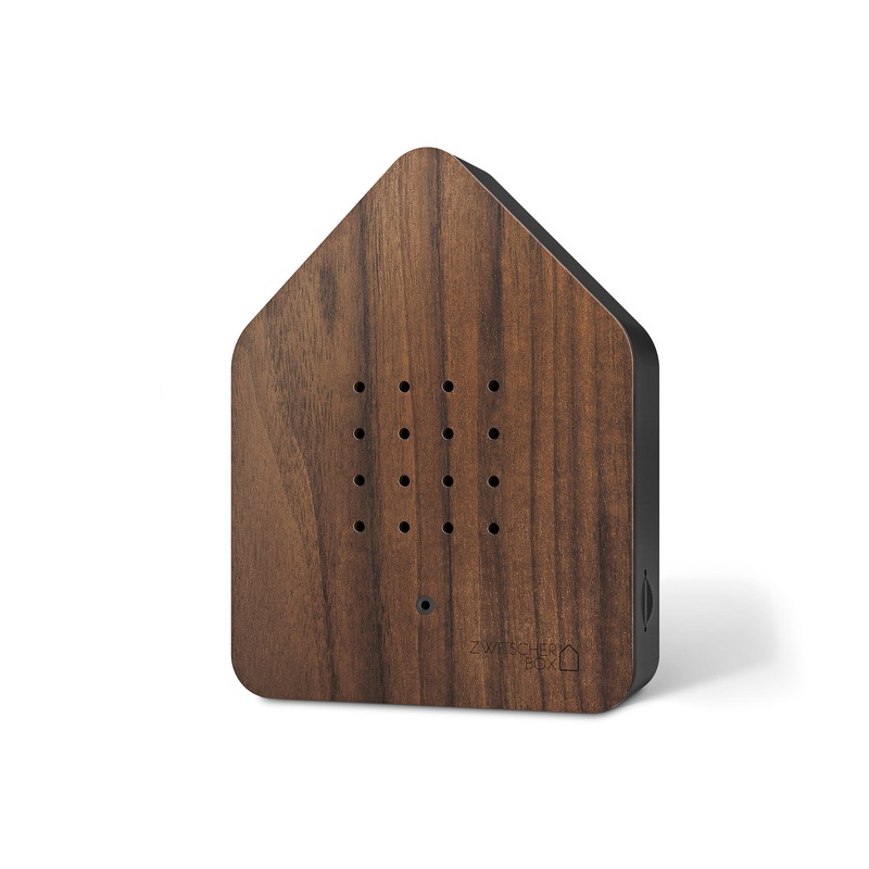 Zwitscherbox Sound Therapy Machine with Motion Sensor, Walnut Wood and Black