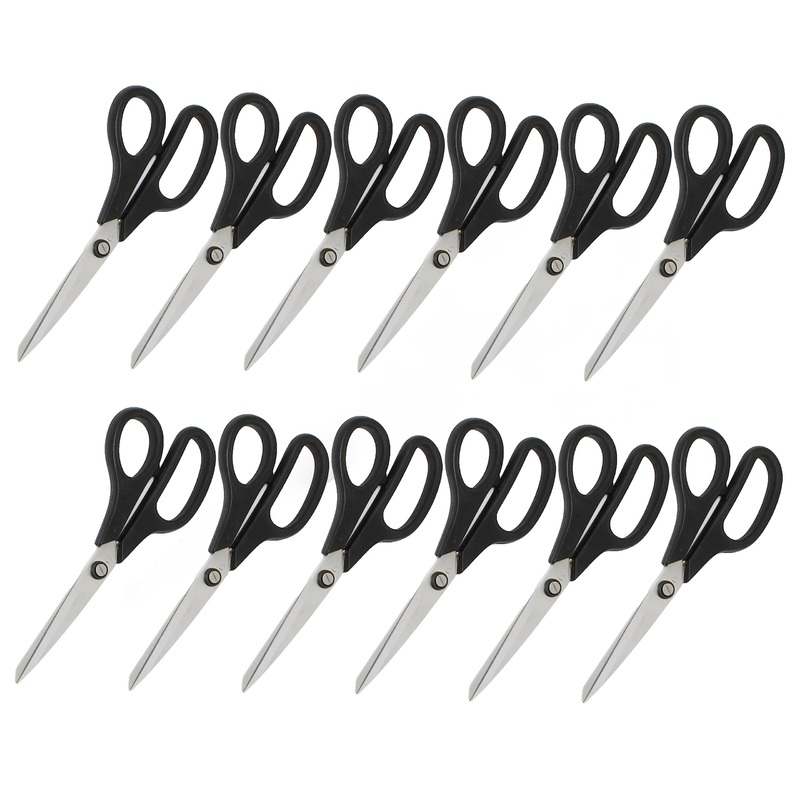 4 Stainless Steel Kitchen Scissors with Black Plastic Handle Set of 12- All Purpose Shears Food Scissors Kitchen Scissors Utility Scissors Cooking Shears for Home Kitchen Restaurants