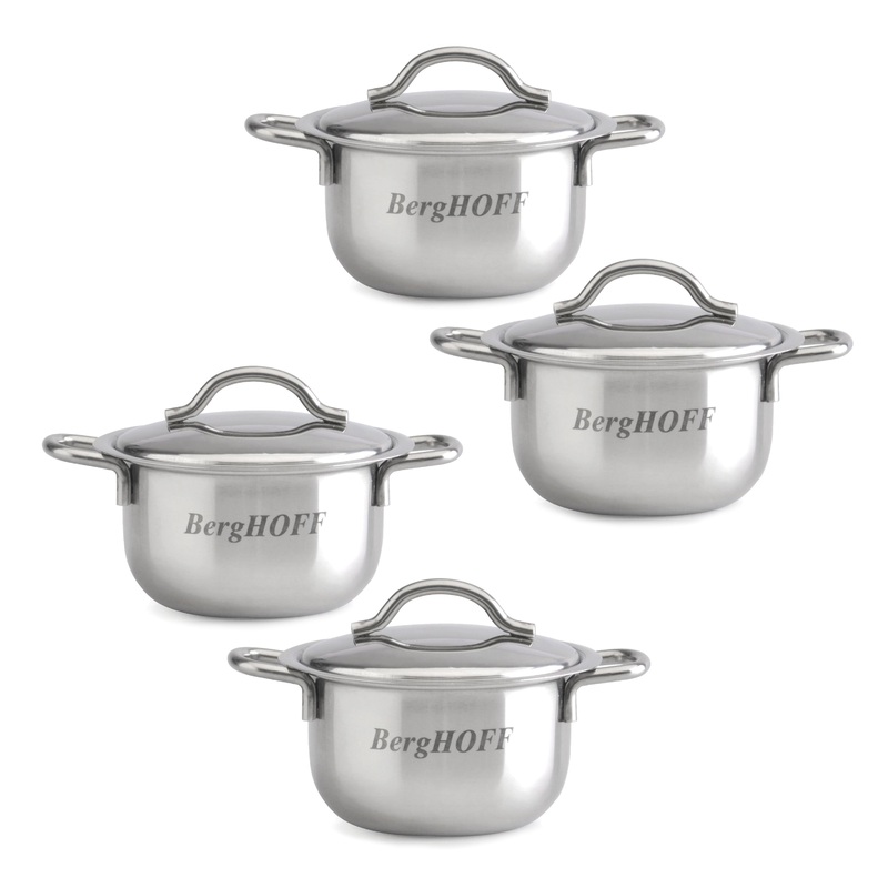 BergHOFF 18/10 Stainless Steel 2.5″ Mini Pots, Set of 4