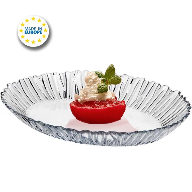 Pasabahce Elegant Glass Service Salad Plate, Oval Serving Dish, 13 in