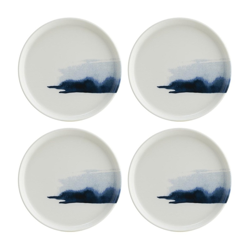 Blue Wave dia.6.25″ Round Decorated Porcelain Plate (Set of 4)