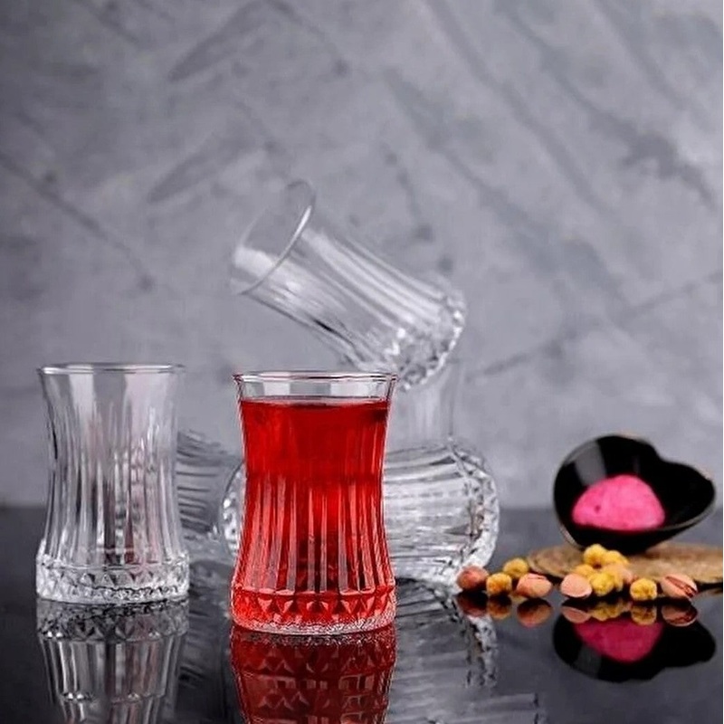 Pasabahce Elysia Turkish Tea Glasses, 5.75 Oz, 170 cc, Turkish Teacup Set of 6- PB-42901