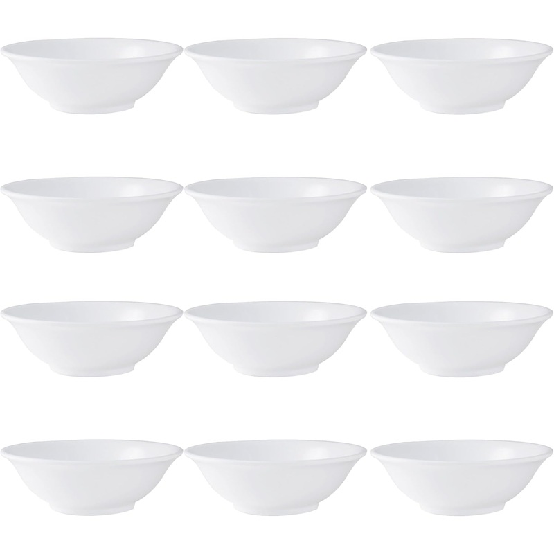 Rimless Bowl Melamine Set of 12 – Dishwasher Safe Break-Resistant Serving Bowl Soup Bowl for Salads Rice Pasta Dessert Side Dishes Home Restaurants