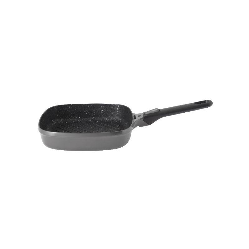 BergHOFF GEM 10″ Non-Stick Square Grill Pan, Detachable Handle, Grey